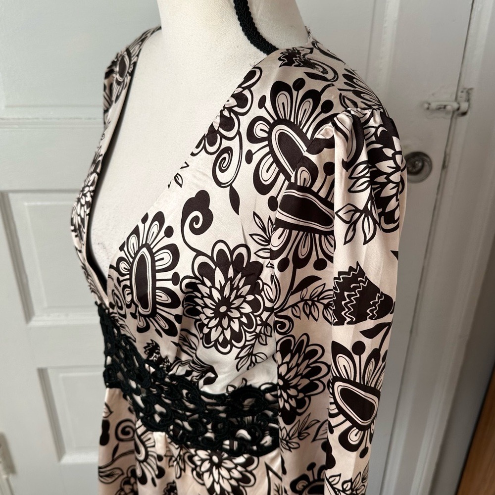 3/$20 💥 Metrocity Floral Print Women's Babydoll Top Satin Crochet Y2K Fairy Boho - Picture 7 of 15
